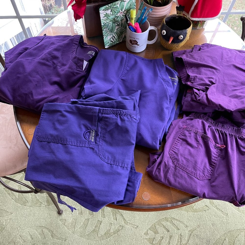 Set of 4 scrubs; Grey's Anatomy, Cherokee, WonderFlex, & Ultrasoft.